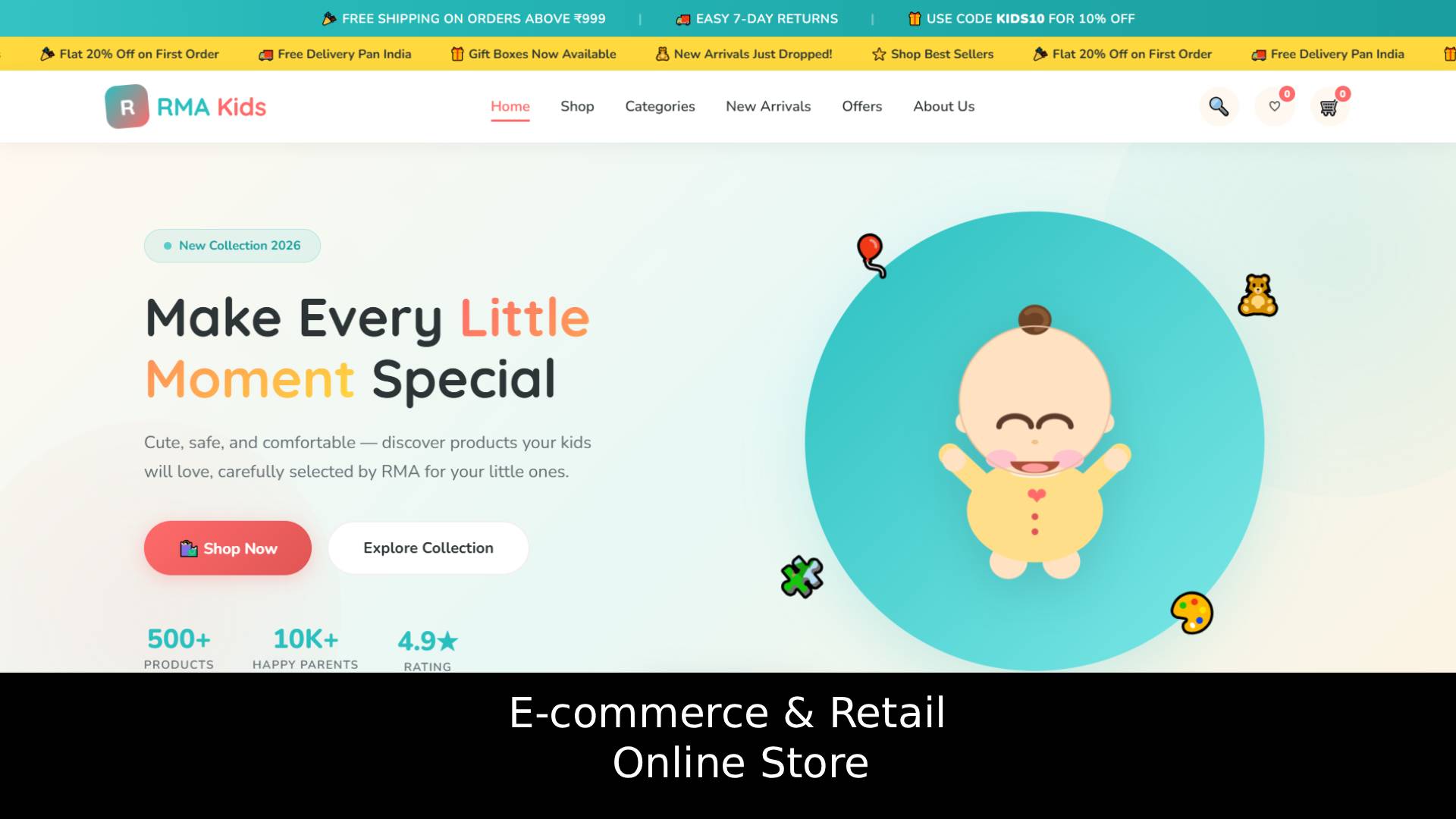 Kids Online Store Website Design Sample